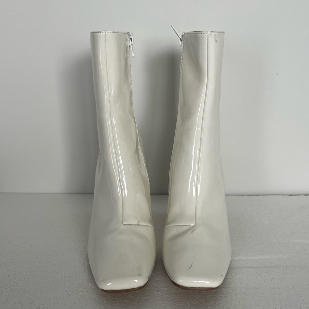 White Faux Leather Booties - Picture 2 of 9